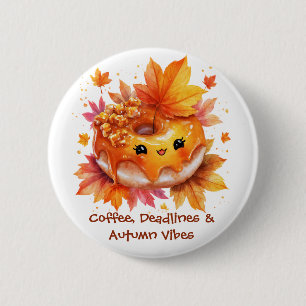 Coffee & Autumn Vibes Donut  6 Cm Round Badge
