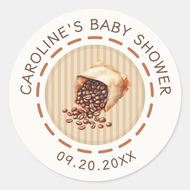 Coffee Baby Brewing Shower Classic Round Sticker (Front)