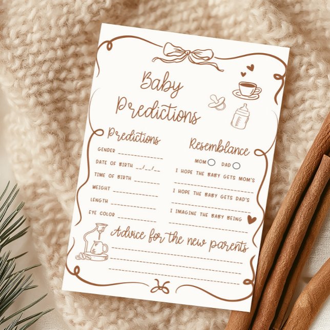 Coffee Baby is Brewing Baby Predictions Game (Hand Drawn Coffee Baby Shower Baby Predictions Game)