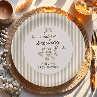 Coffee Baby is Brewing Baby Shower Paper Plate