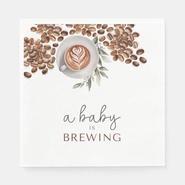 Coffee Baby Shower - a Baby is Brewing Napkin (Front)