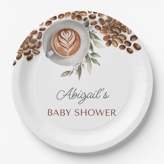 Coffee Baby Shower - a Baby is Brewing Paper Plate (Front)
