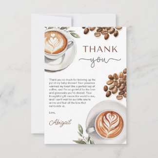 Coffee Baby Shower - a Baby is Brewing Thank You Card