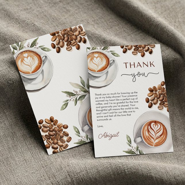 Coffee Baby Shower - a Baby is Brewing Thank You Card (Coffee Baby Shower - a Baby is Brewing Thank You)