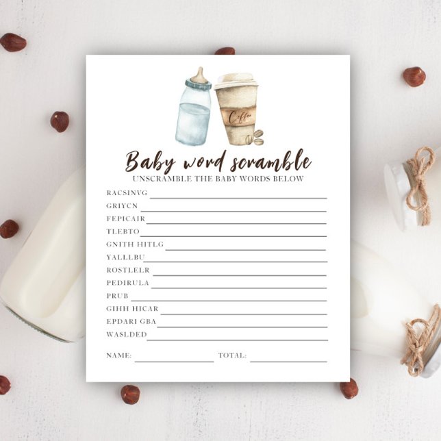 Coffee baby shower - Baby Word Scramble (Creator Uploaded)