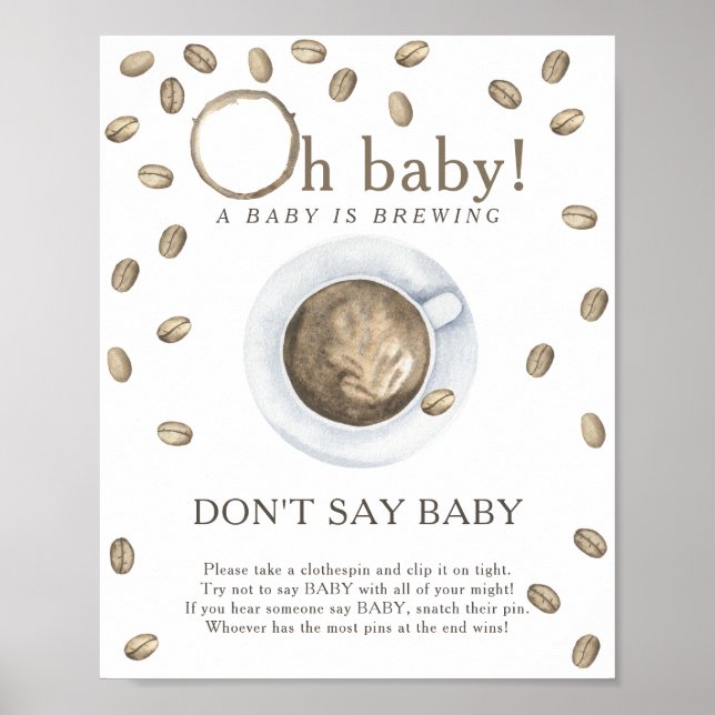 Coffee baby shower - Don't say baby Poster (Front)