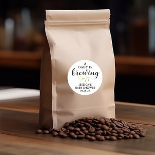 Coffee Baby Shower Greenery Favour Classic Round Sticker