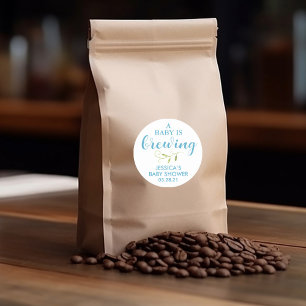 Coffee Baby Shower Greenery Favour Classic Round Sticker