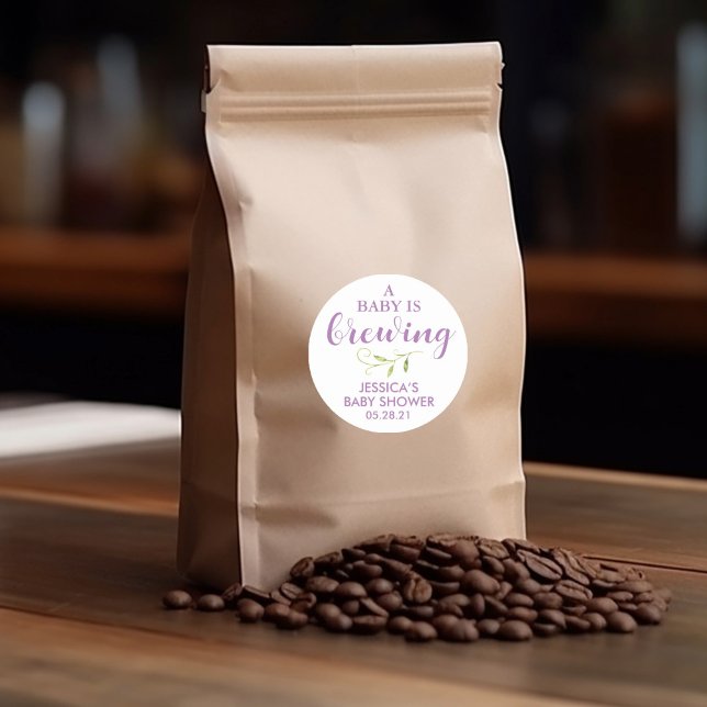 Coffee Baby Shower Greenery Favour Classic Round Sticker (Creator Uploaded)