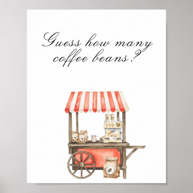 Coffee baby shower - guess how many coffee beans poster (Front)