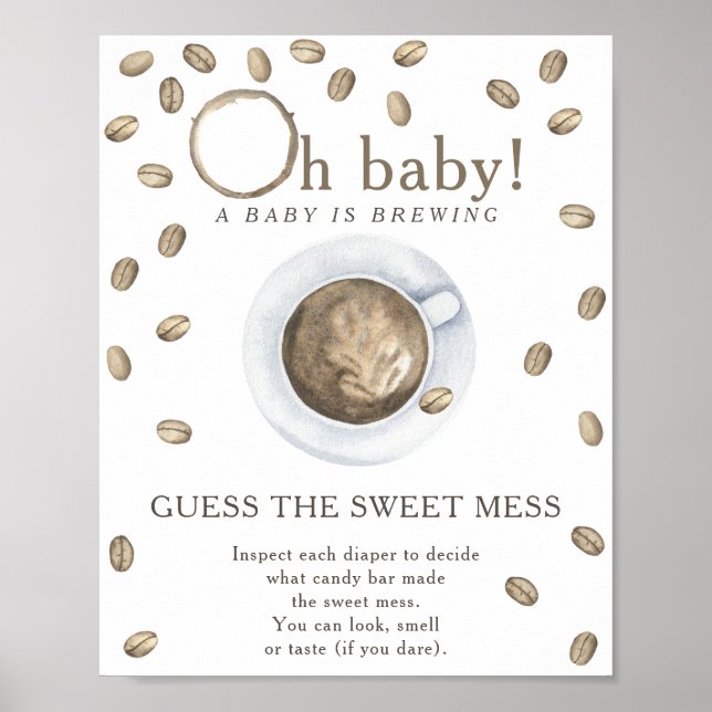Coffee baby shower Guess the sweet mess Poster (Front)