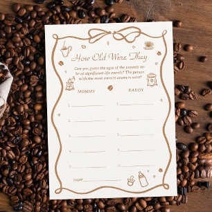 Coffee Baby Shower How Old Were They Game Card