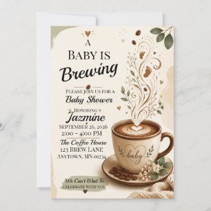 Coffee Baby Shower Invitation Baby Is Brewing