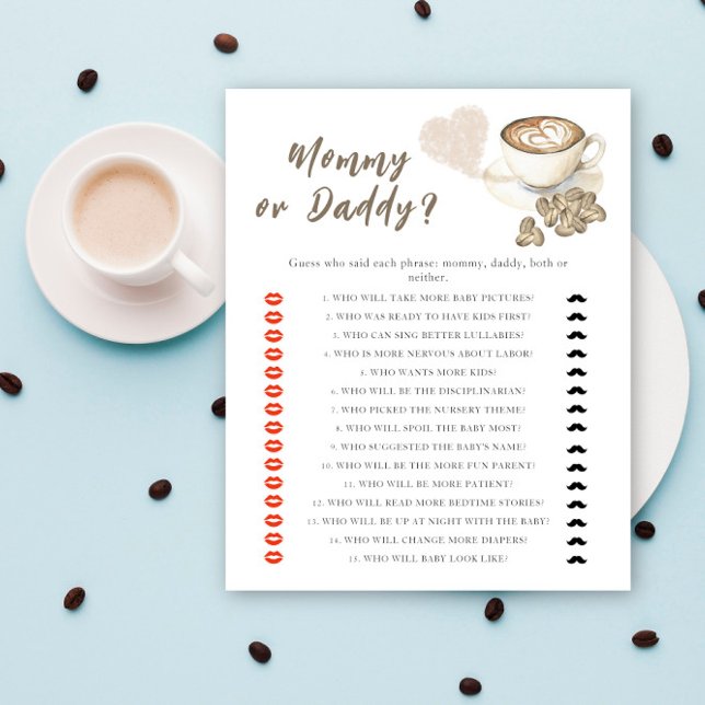 Coffee baby shower - mummy or daddy game (Creator Uploaded)