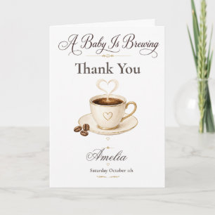 Coffee Baby Shower thank you card