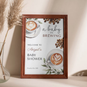 Coffee Baby Shower Welcome - Baby is Brewing 24x36 Poster