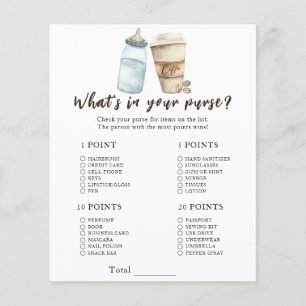 coffee baby shower - What's in your purse game