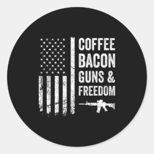 Coffee Bacon Guns & Dom - Bbq Grill Funny Gun  Classic Round Sticker