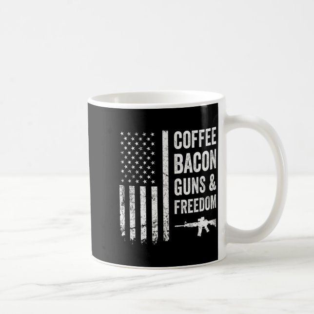 Coffee Bacon Guns &amp; Dom - Bbq Grill Funny Gun  Coffee Mug (Right)