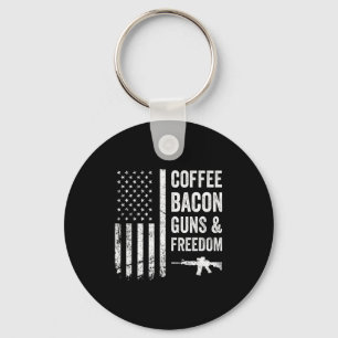 Coffee Bacon Guns &amp; Dom - Bbq Grill Funny Gun  Key Ring