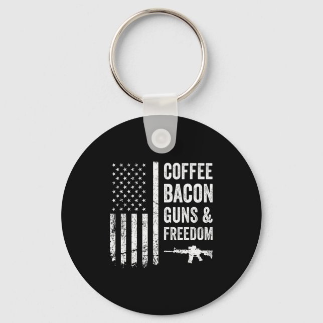 Coffee Bacon Guns &amp; Dom - Bbq Grill Funny Gun  Key Ring (Front)