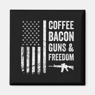 Coffee Bacon Guns & Dom - Bbq Grill Funny Gun Magnet
