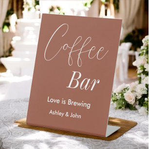 Coffee Bar Brown Terracotta Wedding Pedestal Sign