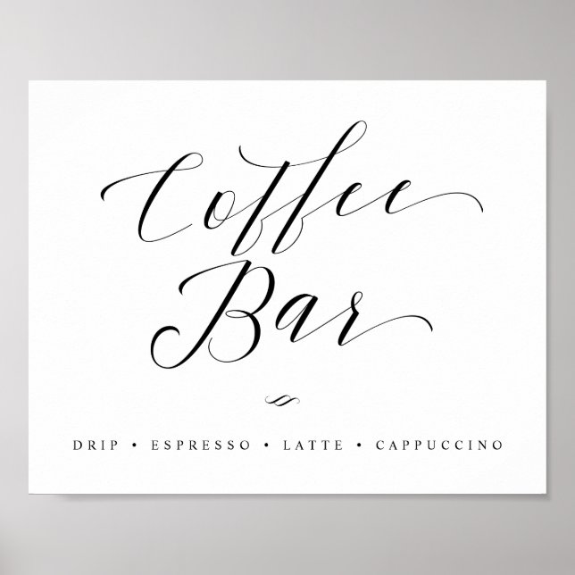 Coffee Bar Chic Bridal Shower or Wedding Sign (Front)