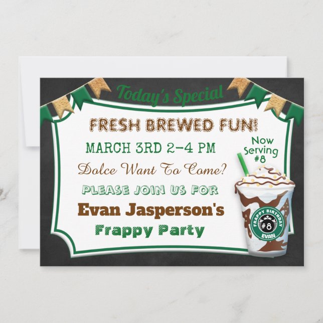 Coffee Bar Latte Birthday Celebration Invite (Front)