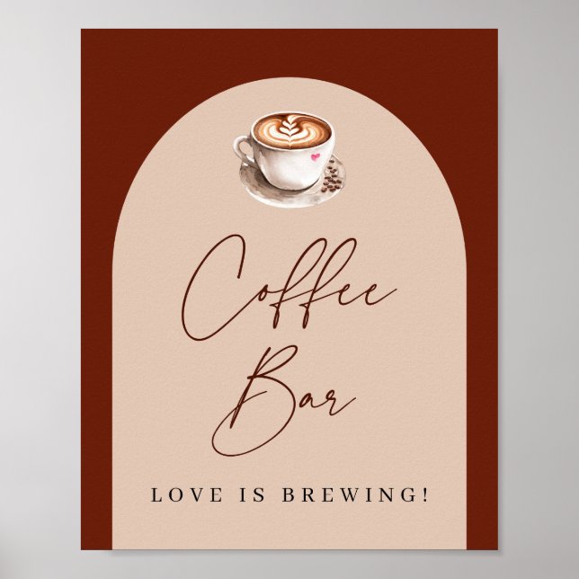 Coffee Bar Love is Brewing Bridal Shower Poster (Front)