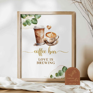 Coffee Bar Love is Brewing Party Sign