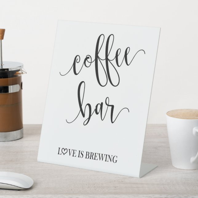 Coffee Bar Pedestal Wedding Sign (In SItu)
