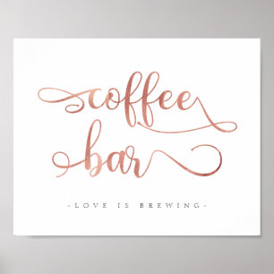 "Coffee Bar" Rose gold Calligraphy Wedding Sign