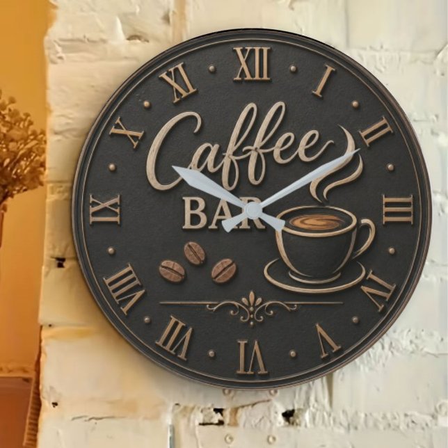Coffee Bar Rustic Coffee Lover Station Gift Large Clock (Creator Uploaded)