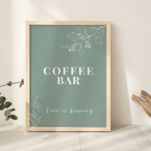 Coffee Bar Sage Green Wedding Sign 