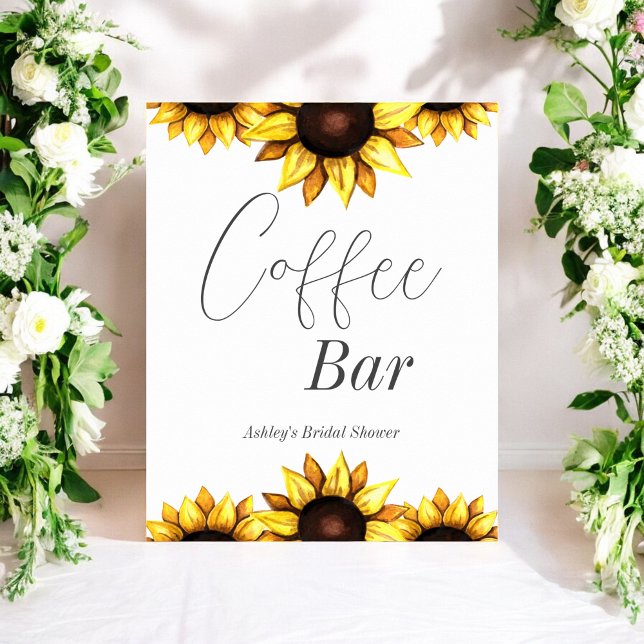 Coffee Bar Sunflower Wedding Bridal Shower Poster (Creator Uploaded)