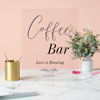 Coffee Bar Wedding Bridal Shower   Acrylic Sign