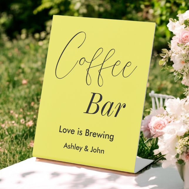 Coffee Bar Yellow Wedding Pedestal Sign (Creator Uploaded)