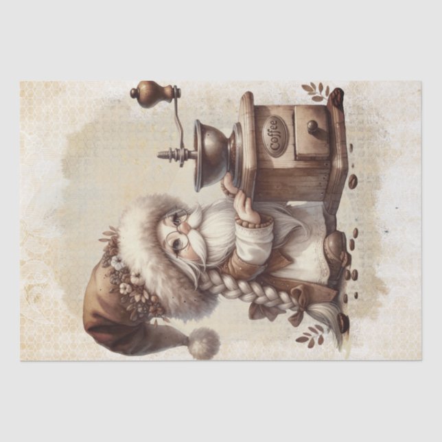 Coffee Barista Gnome Tissue Paper (Front)