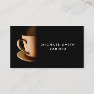 Coffee Barista Professional Elegant Plain Black Business Card