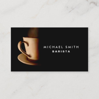 Coffee Barista Professional Elegant Plain Black Business Card