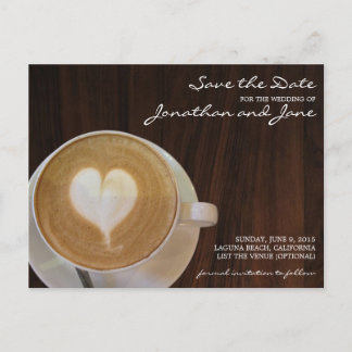 Coffee Barrista Cafe Latte Wedding Save the Date Announcement Postcard