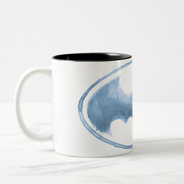 Coffee Bat Symbol - Blue Two-Tone Coffee Mug (Left)