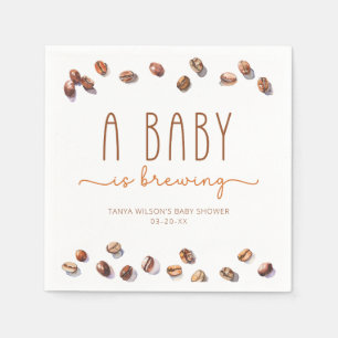 Coffee Bean A Baby Is Brewing Baby Shower Napkin
