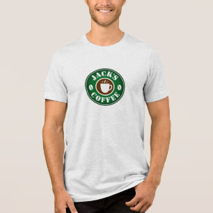 Coffee bean and cup logo custom barista Tri-Blend shirt