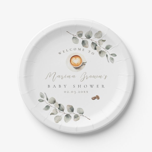 Coffee bean baby shower  paper plate (Front)