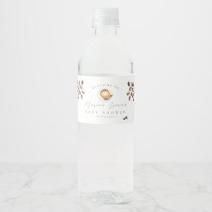 Coffee bean baby shower water bottle label