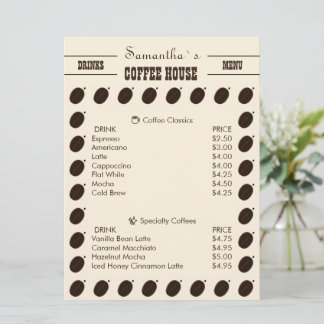 Coffee Bean Branded Business Professional  Menu