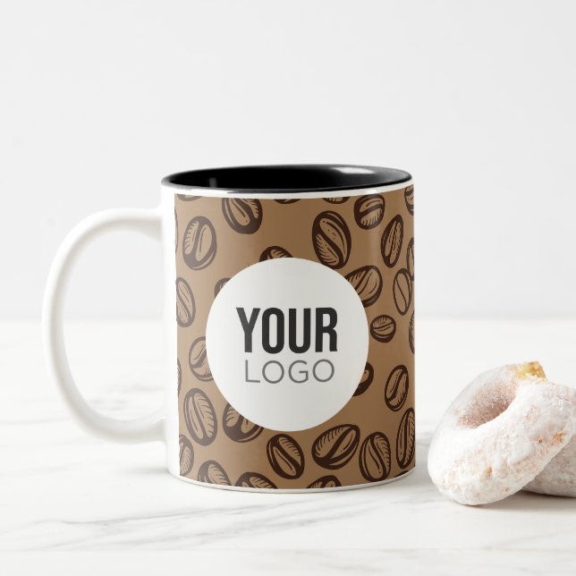 Coffee Bean Doodle Custom Logo Mug (With Donut)