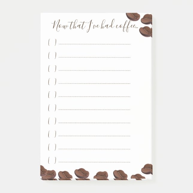 Coffee Bean Drinker To-Do List Post-it Notes (Front)